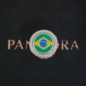 Pandora Brazil Flag Bead Charm Bracelet Pendant S925 Silver with box
